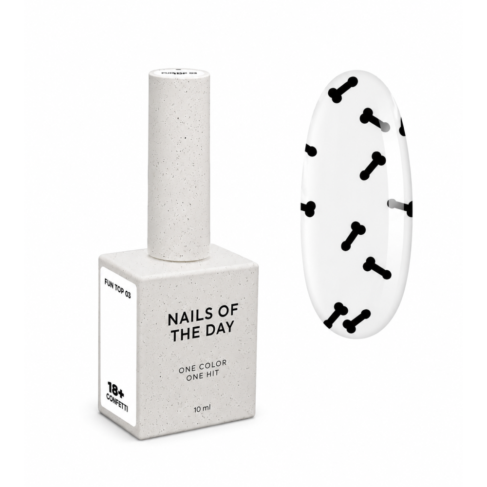 Топ для гель-лака без липкого слоя Nails Of The Day Fun! Top 03 с черным арт-декором 10 мл