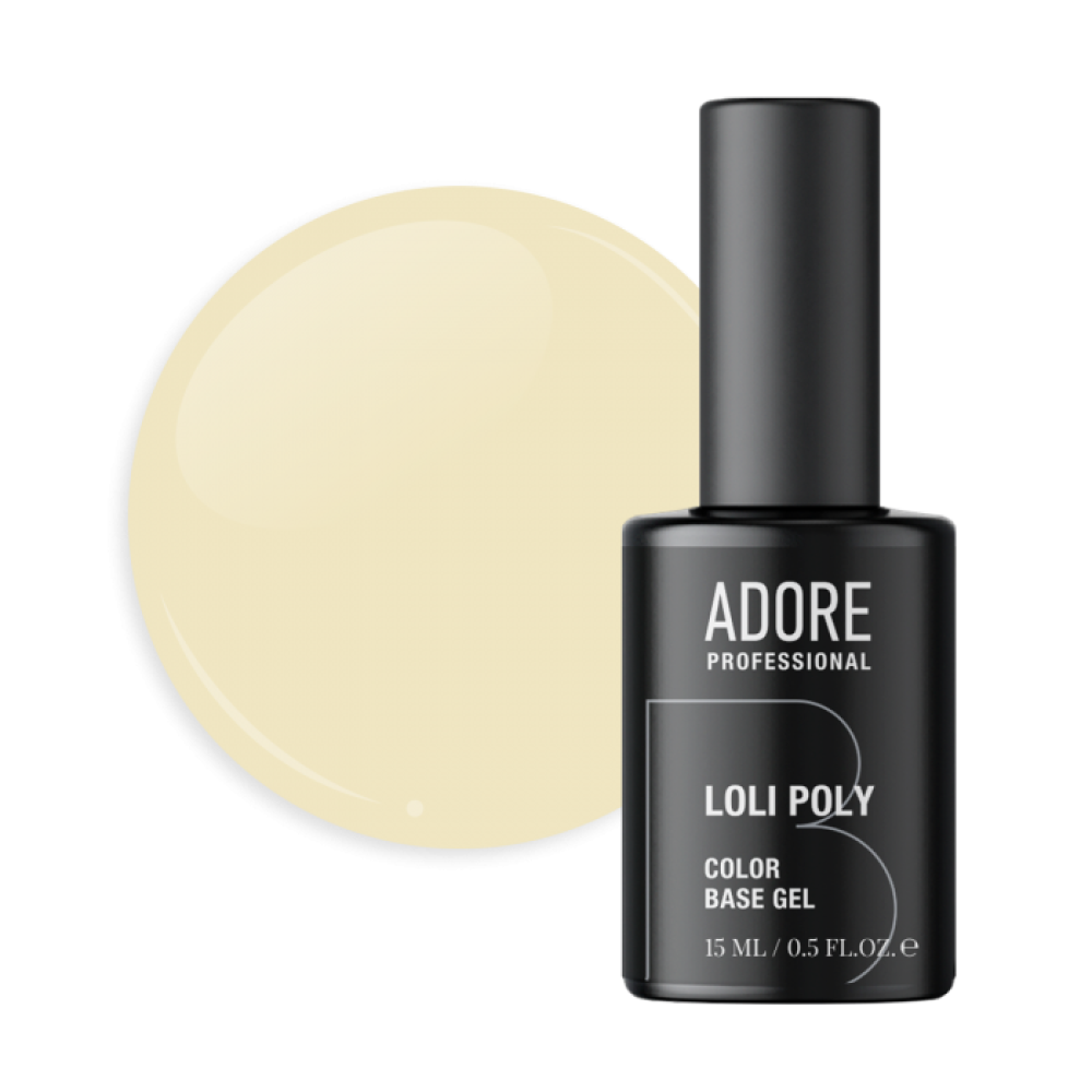 База кольорова Adore Professional Loli Poly Base 08 Popcorn для зміцнення та моделювання світло-жовтий 15 мл