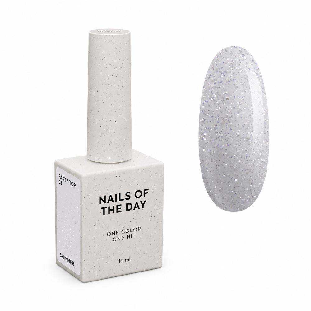 Топ для гель-лака без липкого слоя Nails Of The Day Party Top 03 прозрачный с голографическим шиммером 10 мл