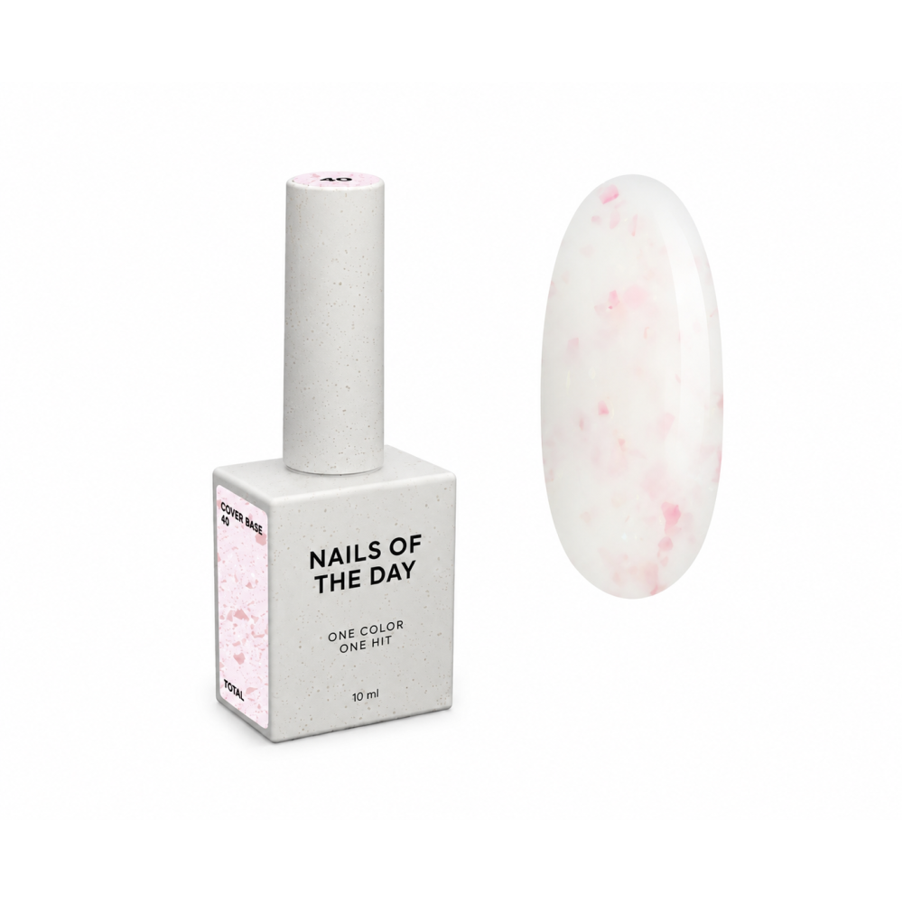 База камуфлирующая Nails Of The Day Cover Base New Formula Potal 40 насыщенно-молочный с розовой поталью 10 мл
