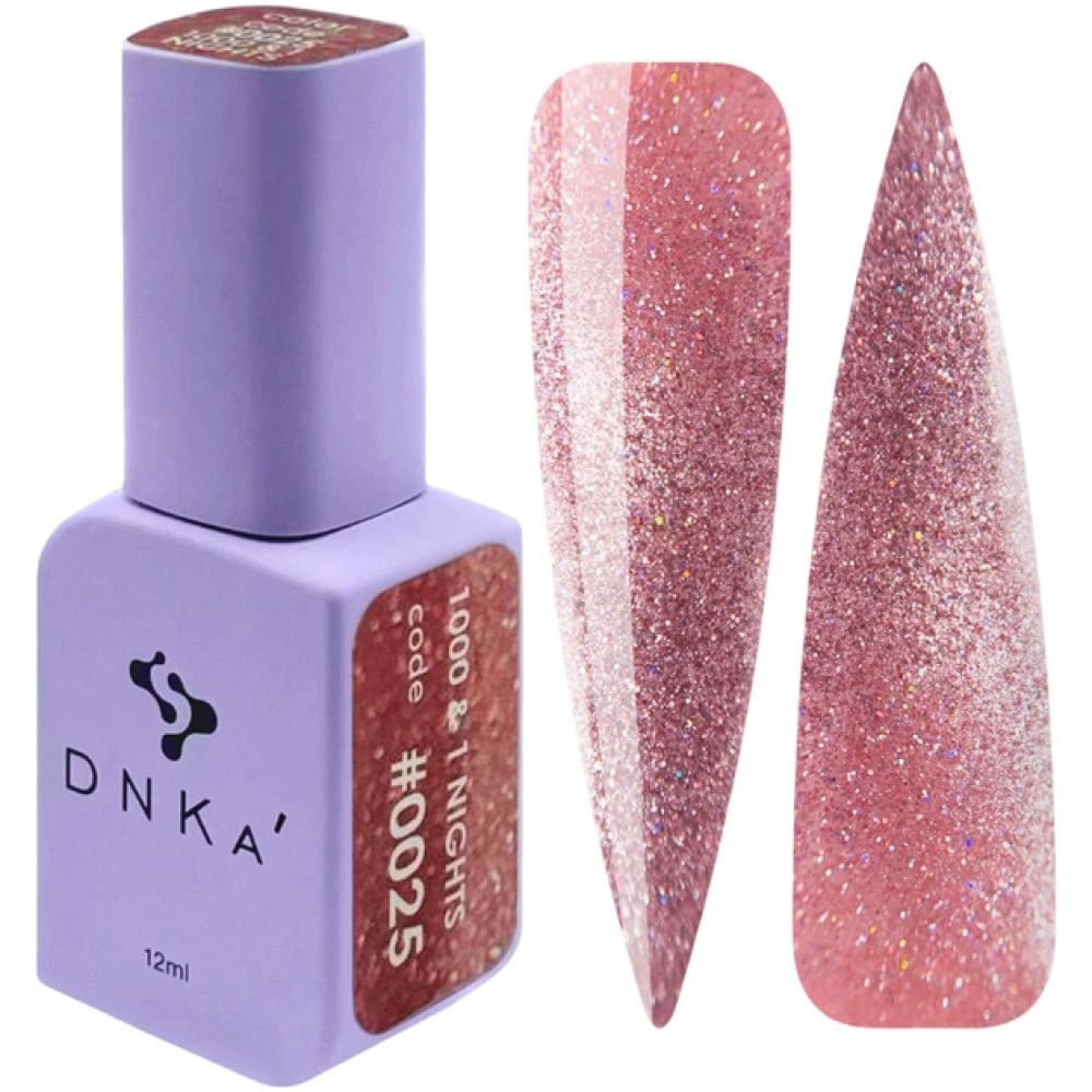 Гель-лак DNKa Polish Gel 1000&1 Nights 0025 світловідбиваючий рожевий напівпрозорий 12 мл