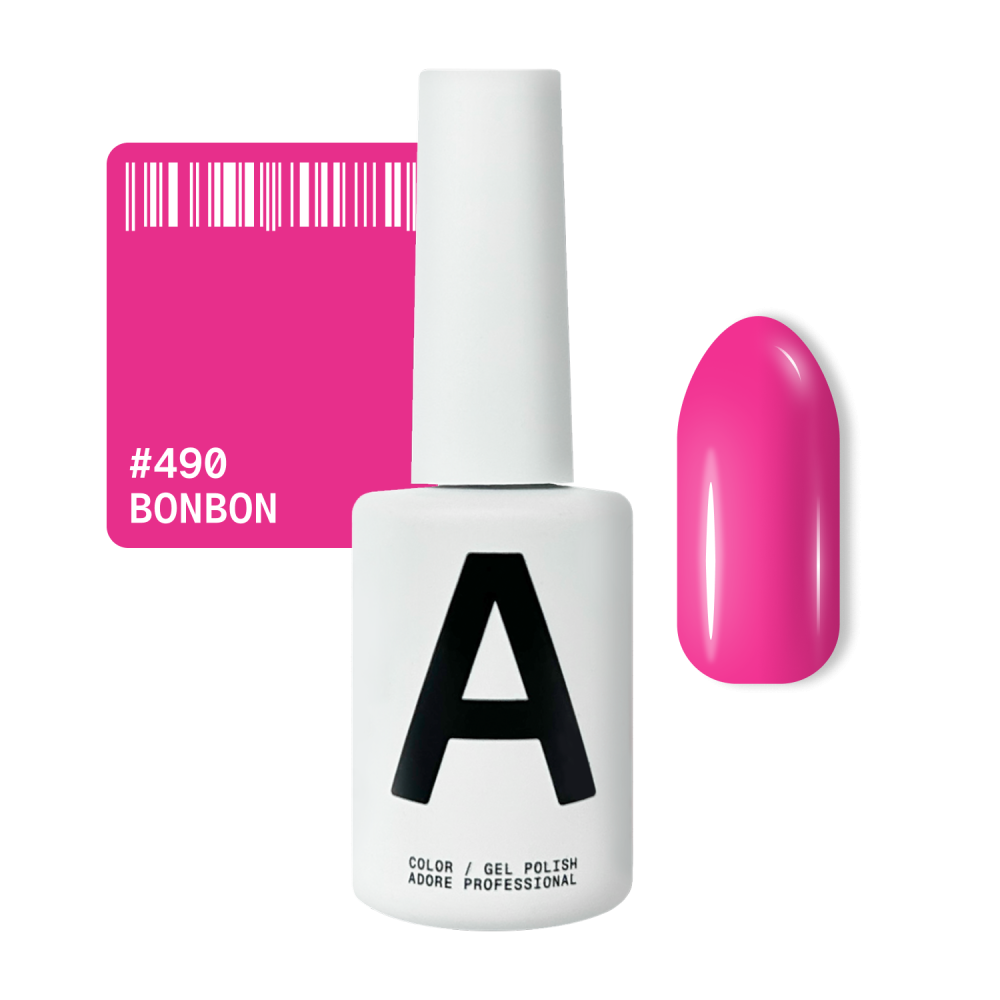 Гель-лак Adore Professional 490 Bonbon холодний рожевий з фіолетовим підтоном 12 мл