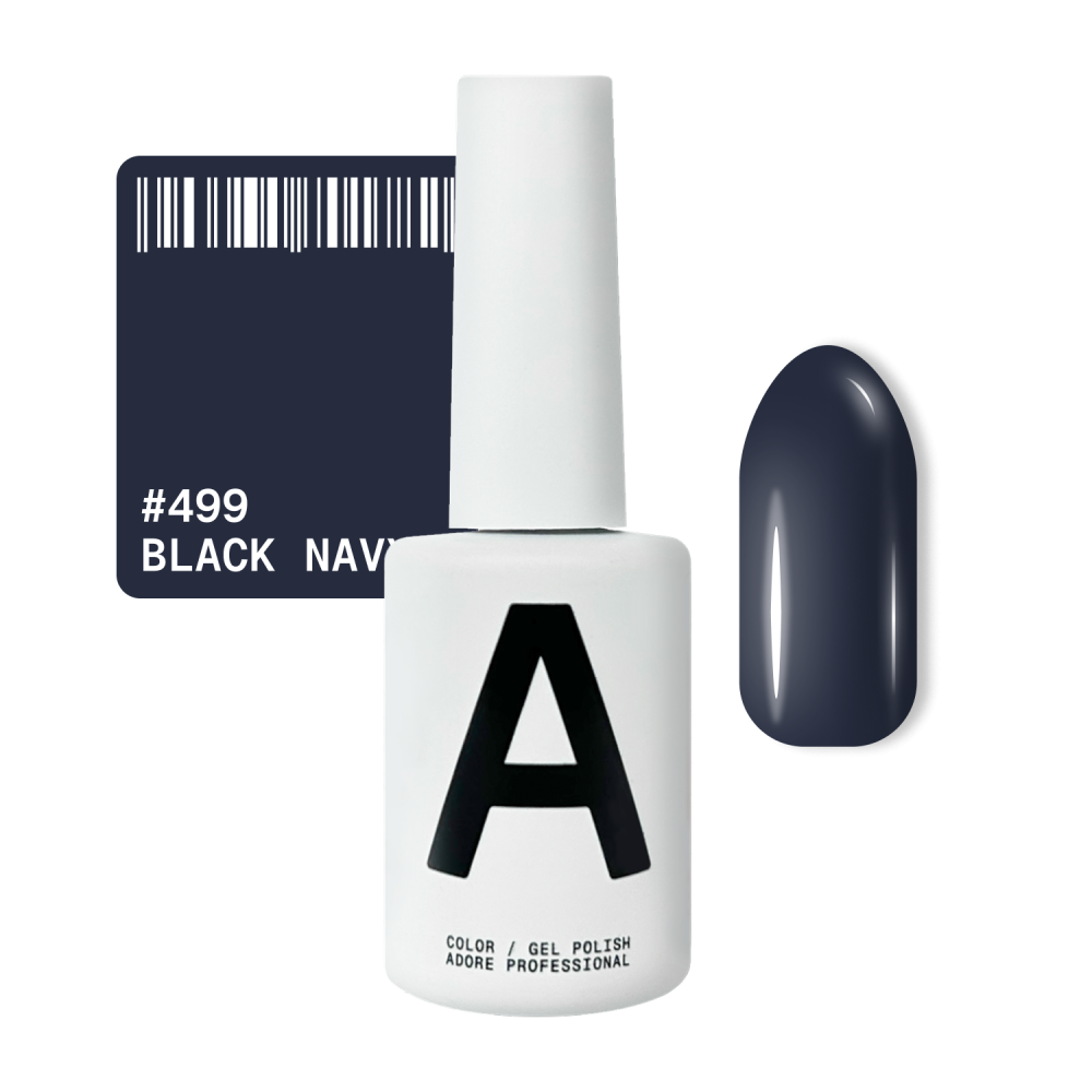 Гель-лак Adore Professional 499 Black Navy темний синьо-чорний 12 мл Гель-лак Adore Professional 499 Black Navy темний синьо-чорний 12 мл