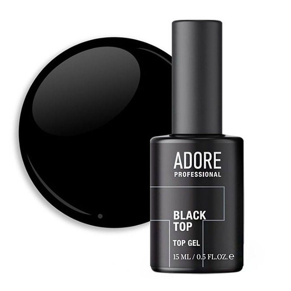 Топ витражный для гель-лака без липкого слоя Adore Professional Black Top черный 15 мл