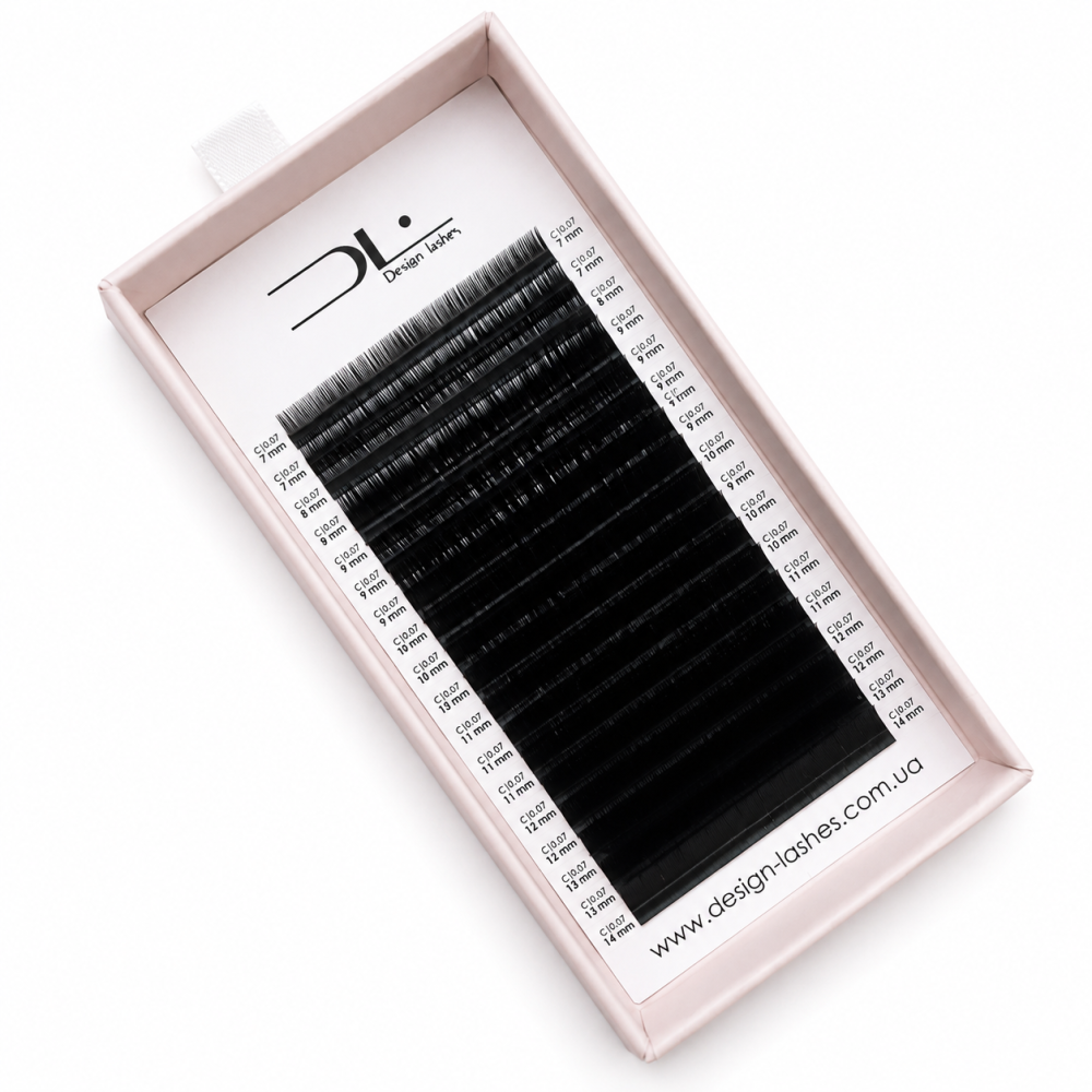 Ресницы Design Lashes Deep Black C 0.07 (20 рядов: 7-14 мм) черные