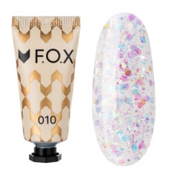 Полигель F.O.X Poly Gel Nano 010 прозрачно-розовый с камифубуками разного цвета и размера 15 мл