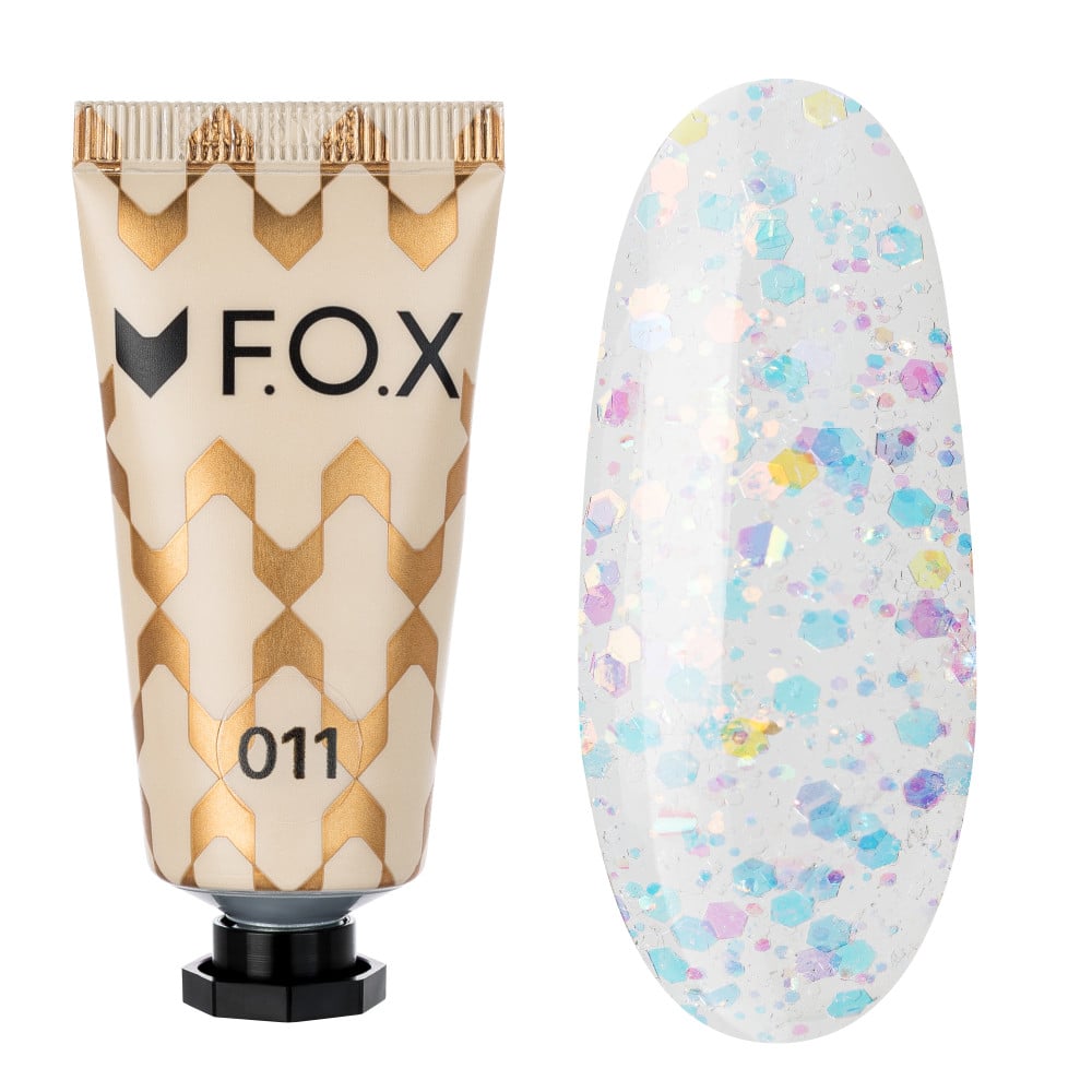 Полигель F.O.X Poly Gel Nano 011 прозрачный с камифубуками разного цвета и размера 15 мл