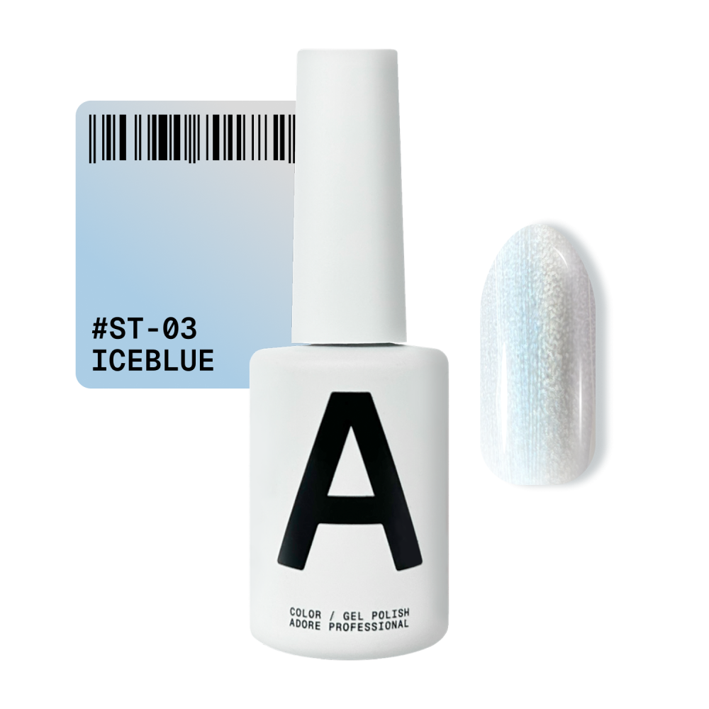 Гель-лак Adore Professional Cats Eye Satin St-03 Iceblue холодный голубой с серебристым основанием 12 мл