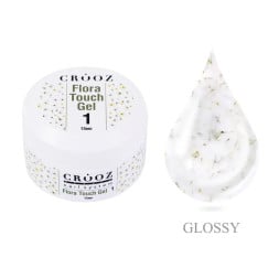 Гель будівельний Crooz Flora Touch Gel 01 молочний з зеленими сухоцвітами 15 мл
