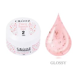 Гель будівельний Crooz Flora Touch Gel 02 напівпрозорий рожевий з сухоцвітами 15 мл