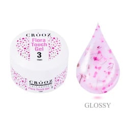 Гель будівельний Crooz Flora Touch Gel 03 молочний з рожевими сухоцвітами 15 мл