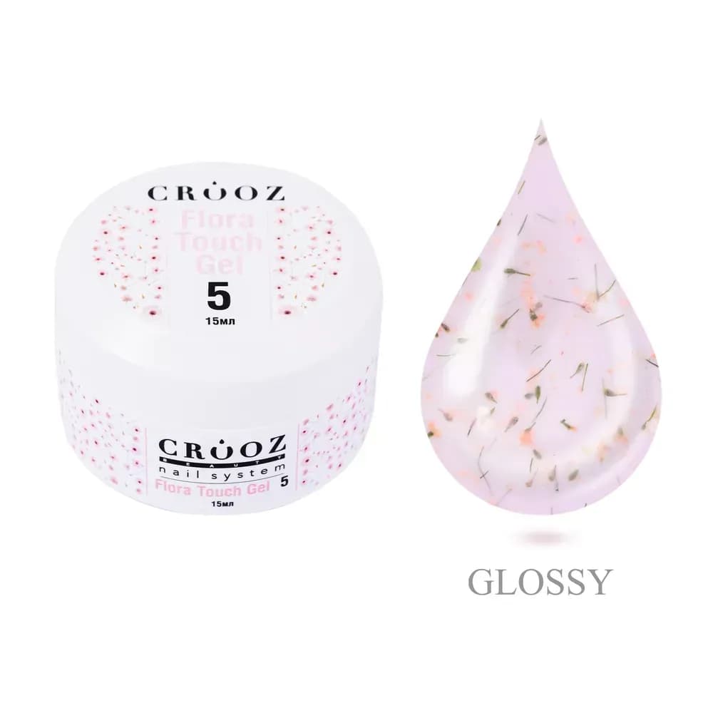 Гель будівельний Crooz Flora Touch Gel 05 білий з сухоцвітами 15 мл