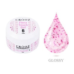 Гель будівельний Crooz Flora Touch Gel 06 нейтральний з яскраво-рожевими сухоцвітами 15 мл