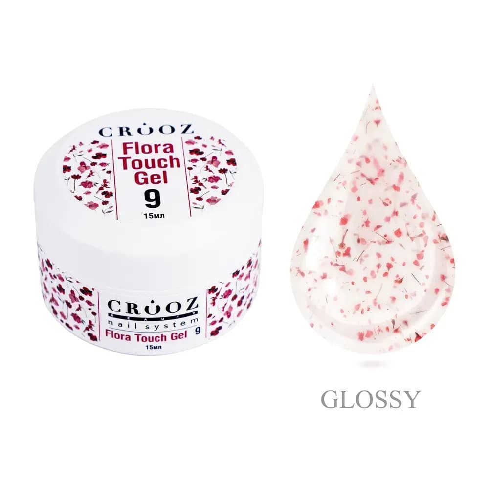 Гель будівельний Crooz Flora Touch Gel 09 молочний з червоними сухоцвітами 15 мл