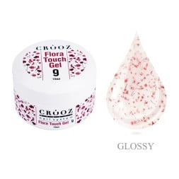 Гель будівельний Crooz Flora Touch Gel 09 молочний з червоними сухоцвітами 15 мл