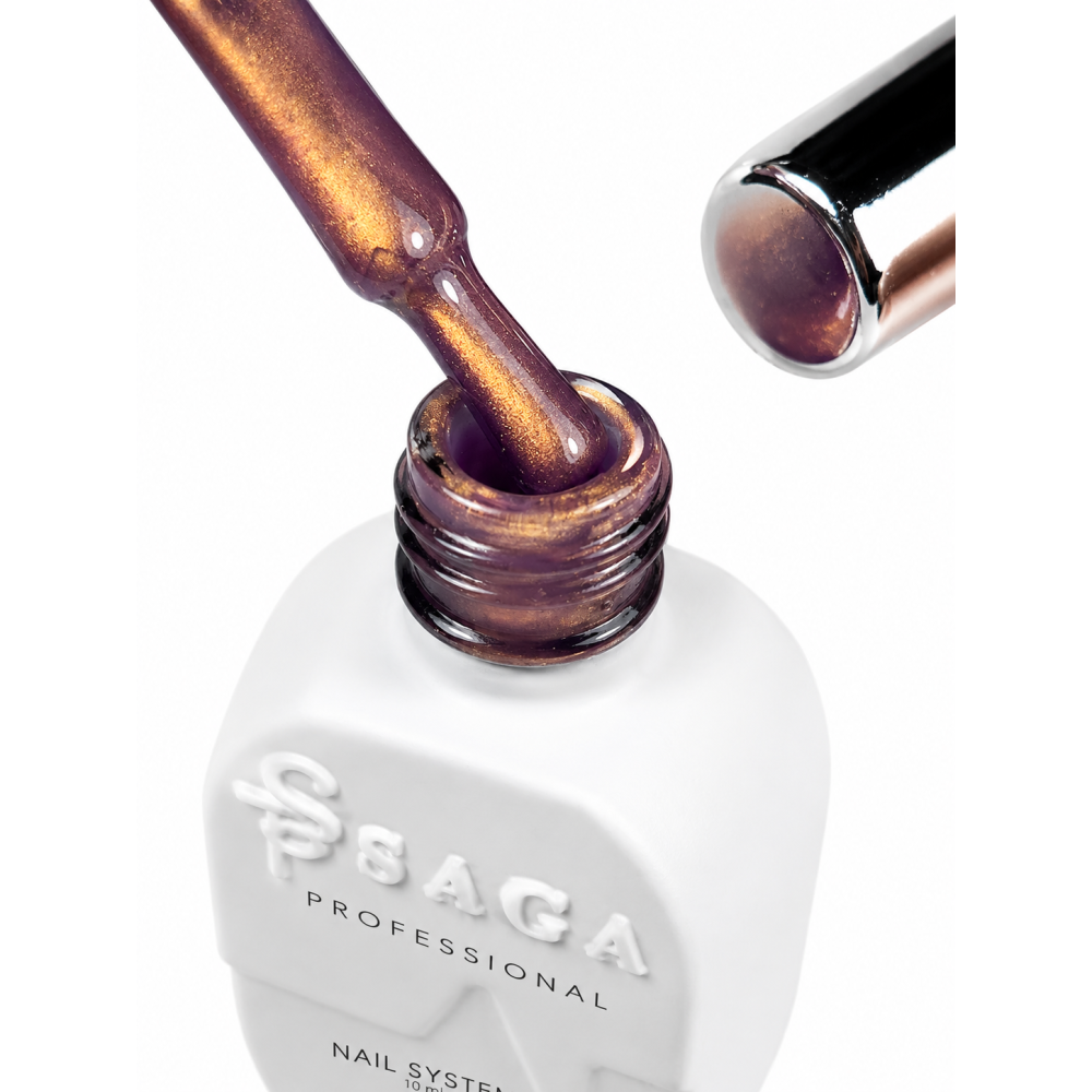 Гель-лак Saga Professional Cat Smoothie 01 фиолетово-бронзовый перелив 10 мл