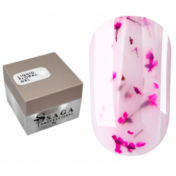 Жидкий гель Saga Professional Liquid Floral Gel 01 с сухоцветами молочный 15 мл