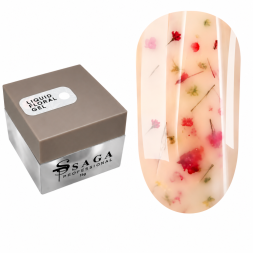 Жидкий гель Saga Professional Liquid Floral Gel 04 с сухоцветами теплый молочный 15 мл