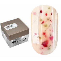 Жидкий гель Saga Professional Liquid Floral Gel 05 с сухоцветами нежный кремовый 15 мл