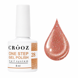 Гель-лак однофазный Crooz One Step Shimmer 028 полупрозрачный ванильно-бежевый с мягким мерцанием 8 мл