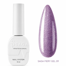 Гель-лак Saga Professional Fiery Gel 09 бузковий аметист зі світловідбиваючими шимерами та дрібними блискітками 10 мл Гель-лак Saga Professional Fiery Gel 09 бузковий аметист зі світловідбиваючими шимерами та дрібними блискітками 10 мл