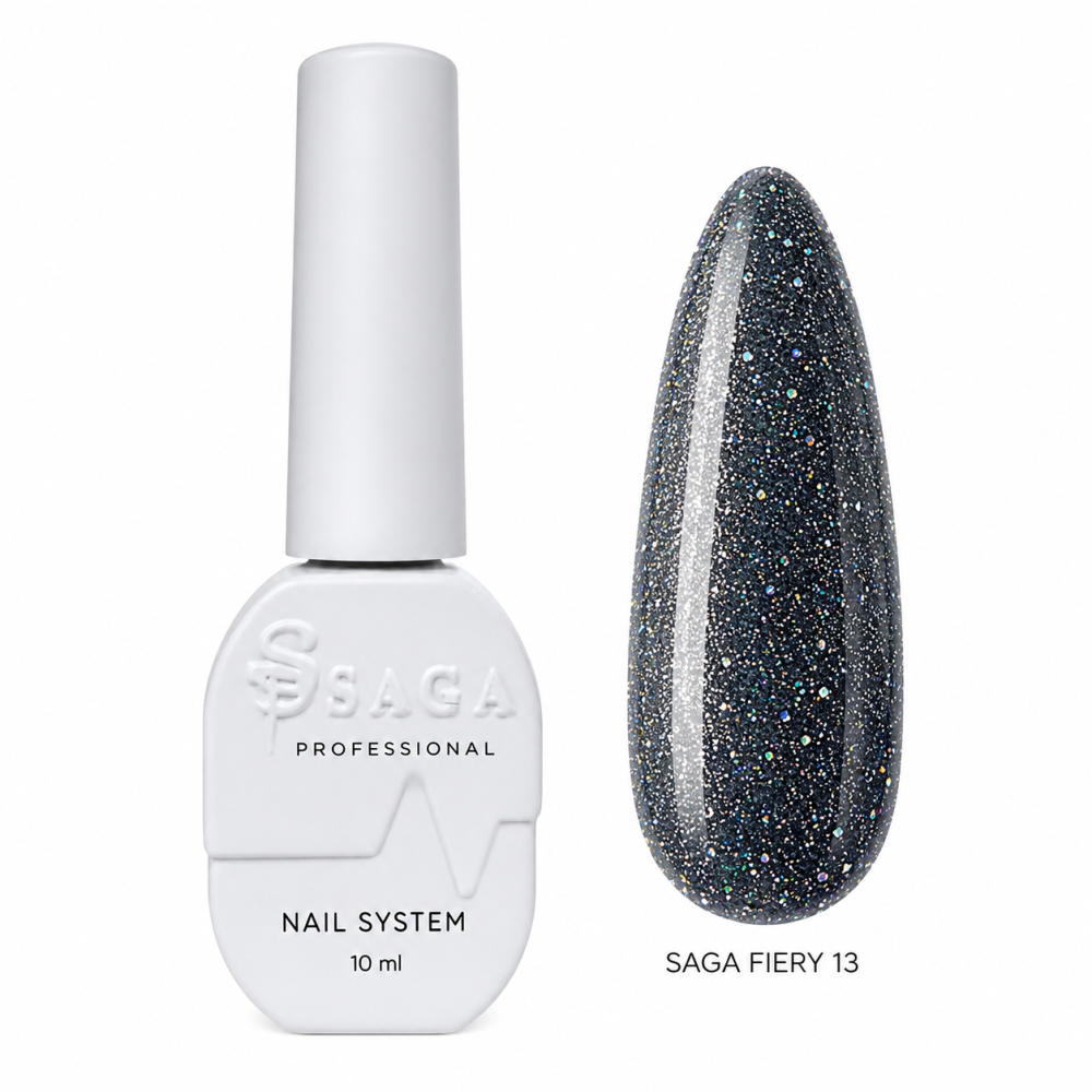 Гель-лак Saga Professional Fiery Gel 13  со светоотражающими шиммерами и мелкими блестками 10 мл
