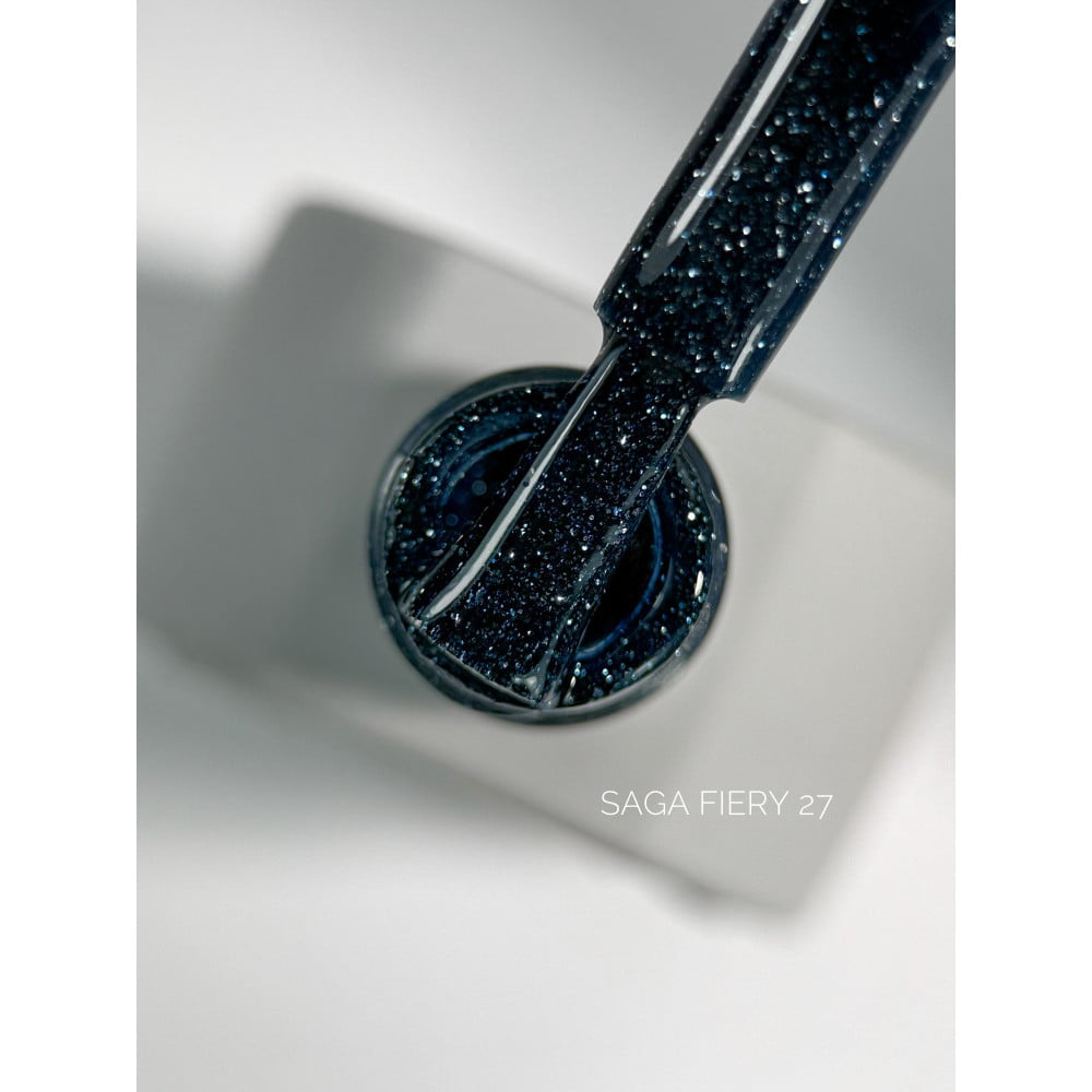 Гель-лак Saga Professional Fiery Gel 27 морской синий со светоотражающими шиммерами и блестками 10 мл