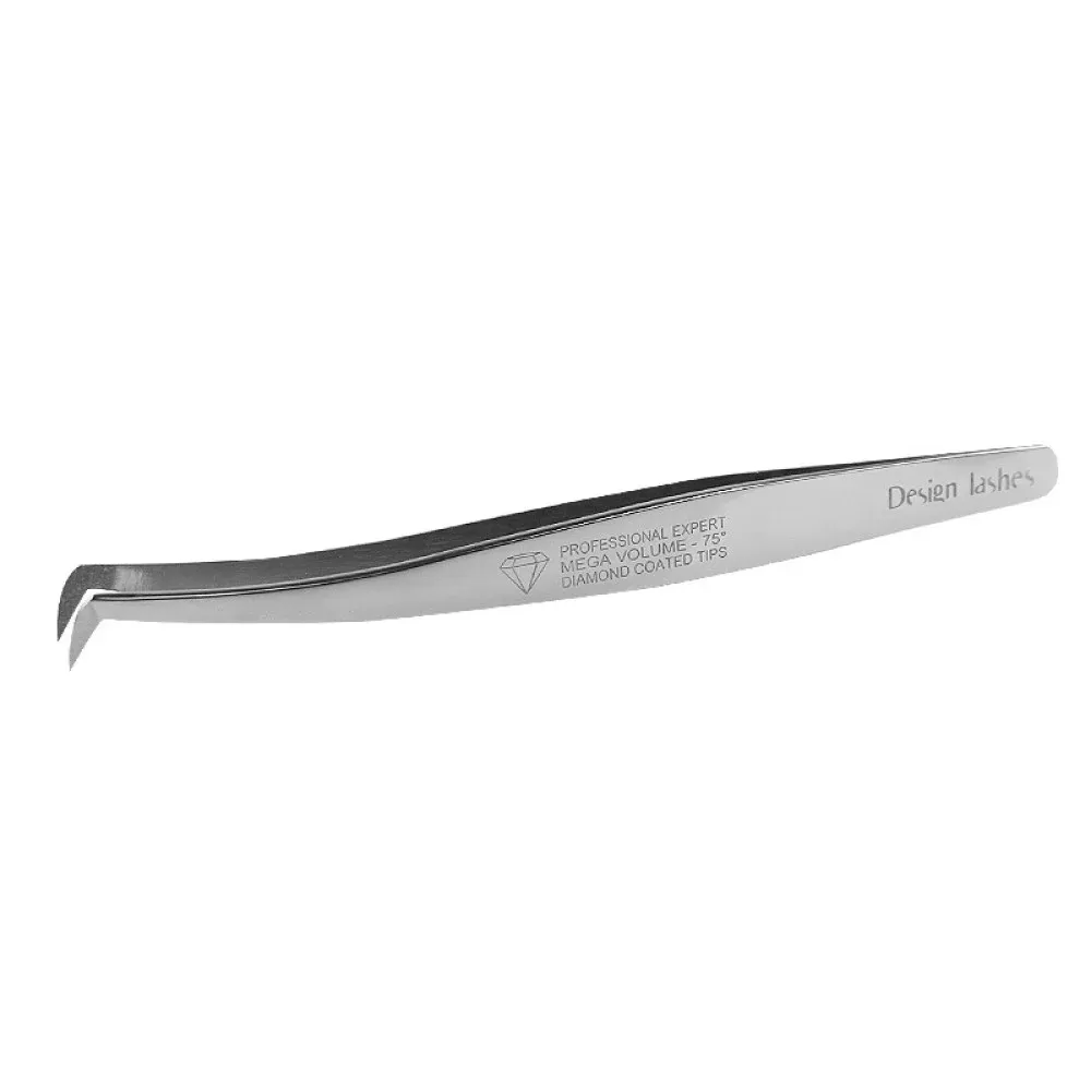 Пінцет Design Lashes для нарощування вій Чобіток Diamond V/75D-MR вигнутий дзеркальний 12 см Пінцет Design Lashes для нарощування вій Чобіток Diamond V/75D-MR вигнутий дзеркальний 12 см