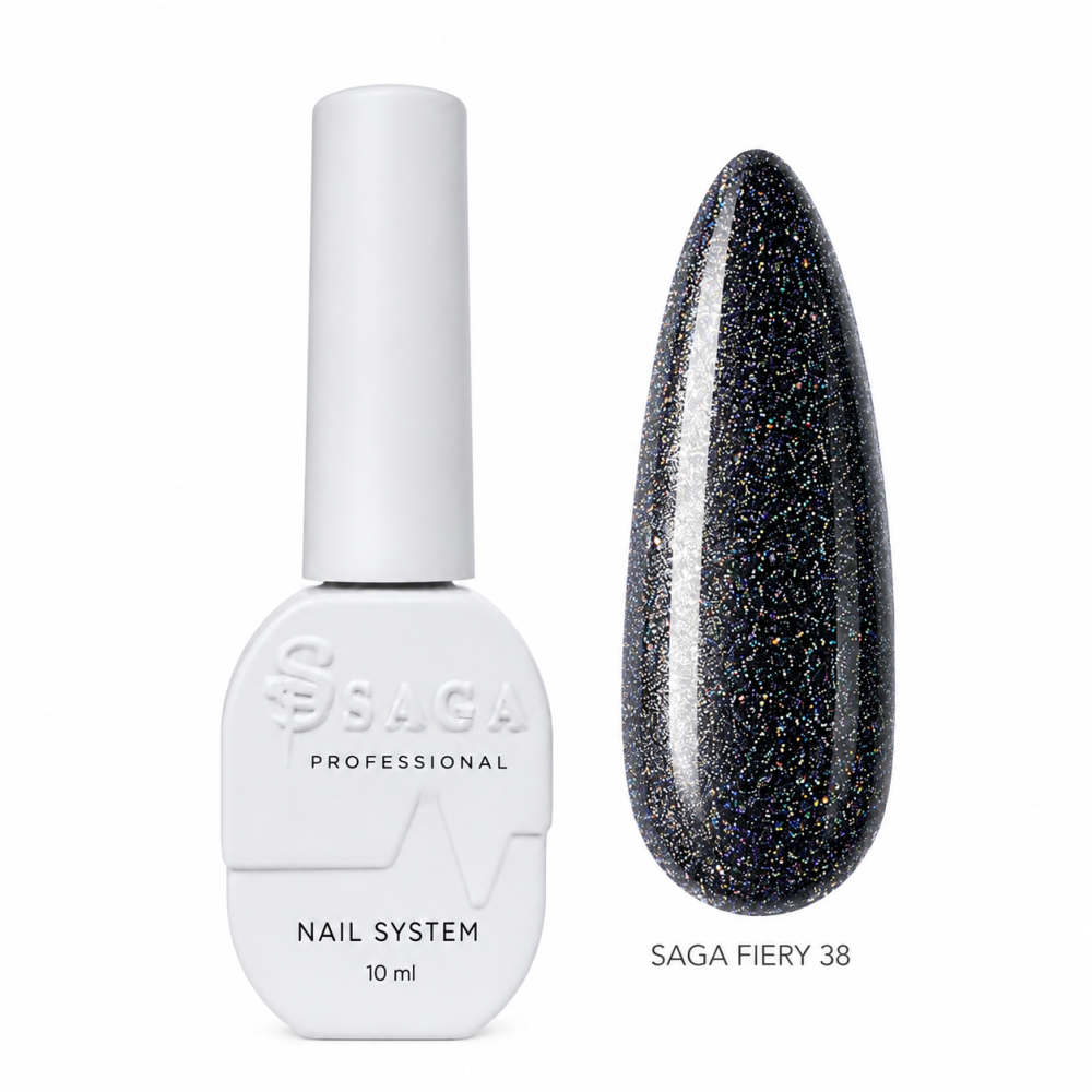 Гель-лак Saga Professional Fiery Gel 38 темно-серый со светоотражающими шиммерами 10 мл