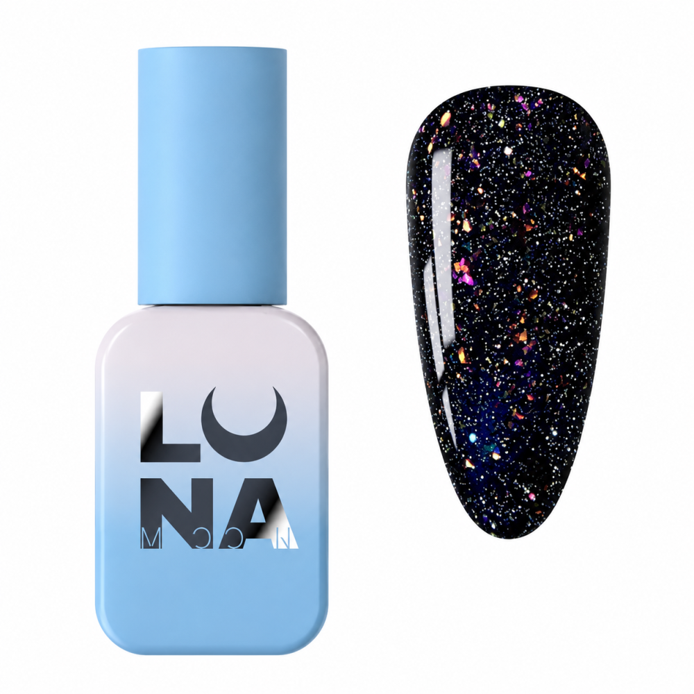 Гель-лак Luna Color Reflection 213 насичений чорний з блискітками світловідбиваючий 8 мл Гель-лак Luna Color Reflection 213 насичений чорний з блискітками світловідбиваючий 8 мл