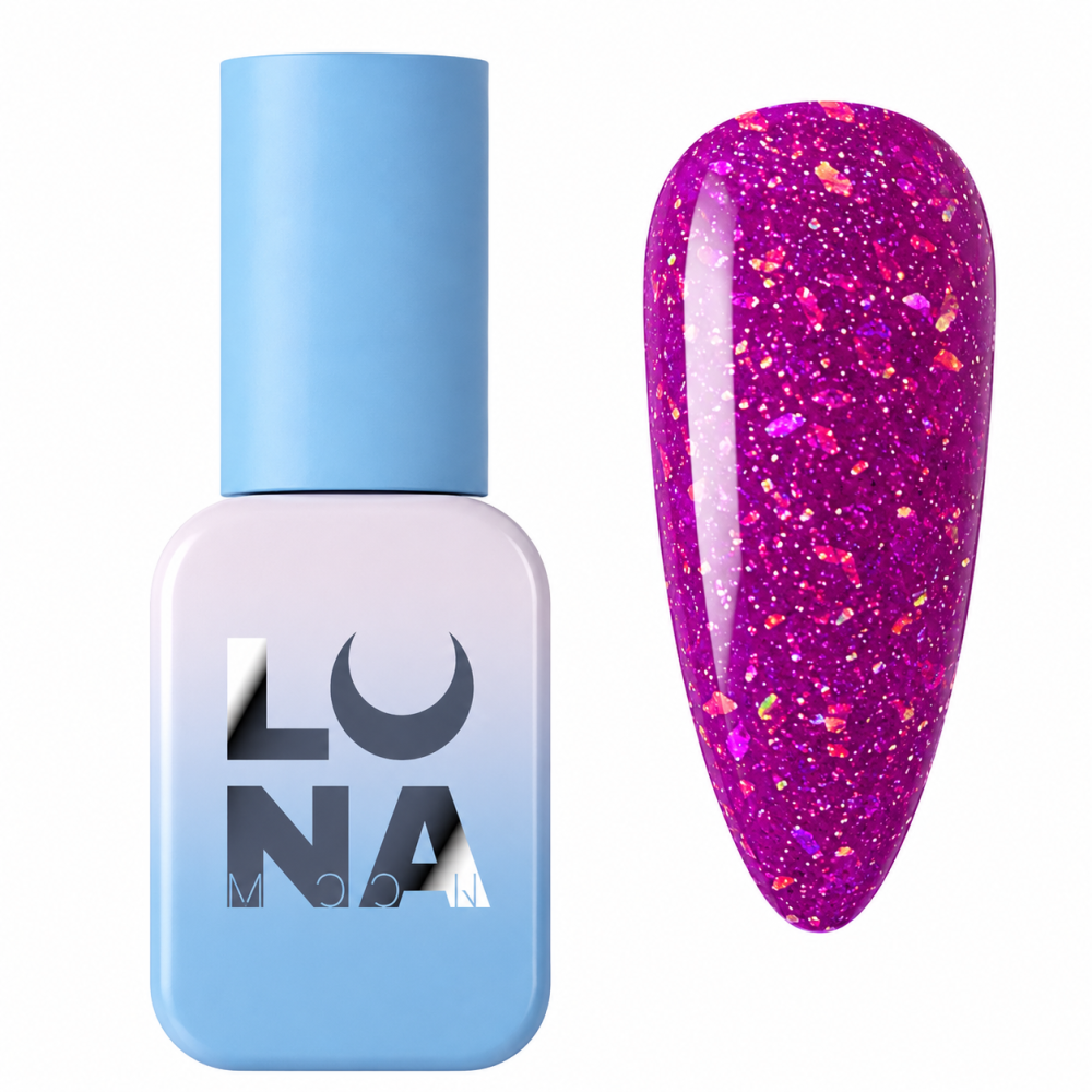 Гель-лак Luna Color Reflection 216 фіолетовий з блискітками світловідбиваючий 8 мл