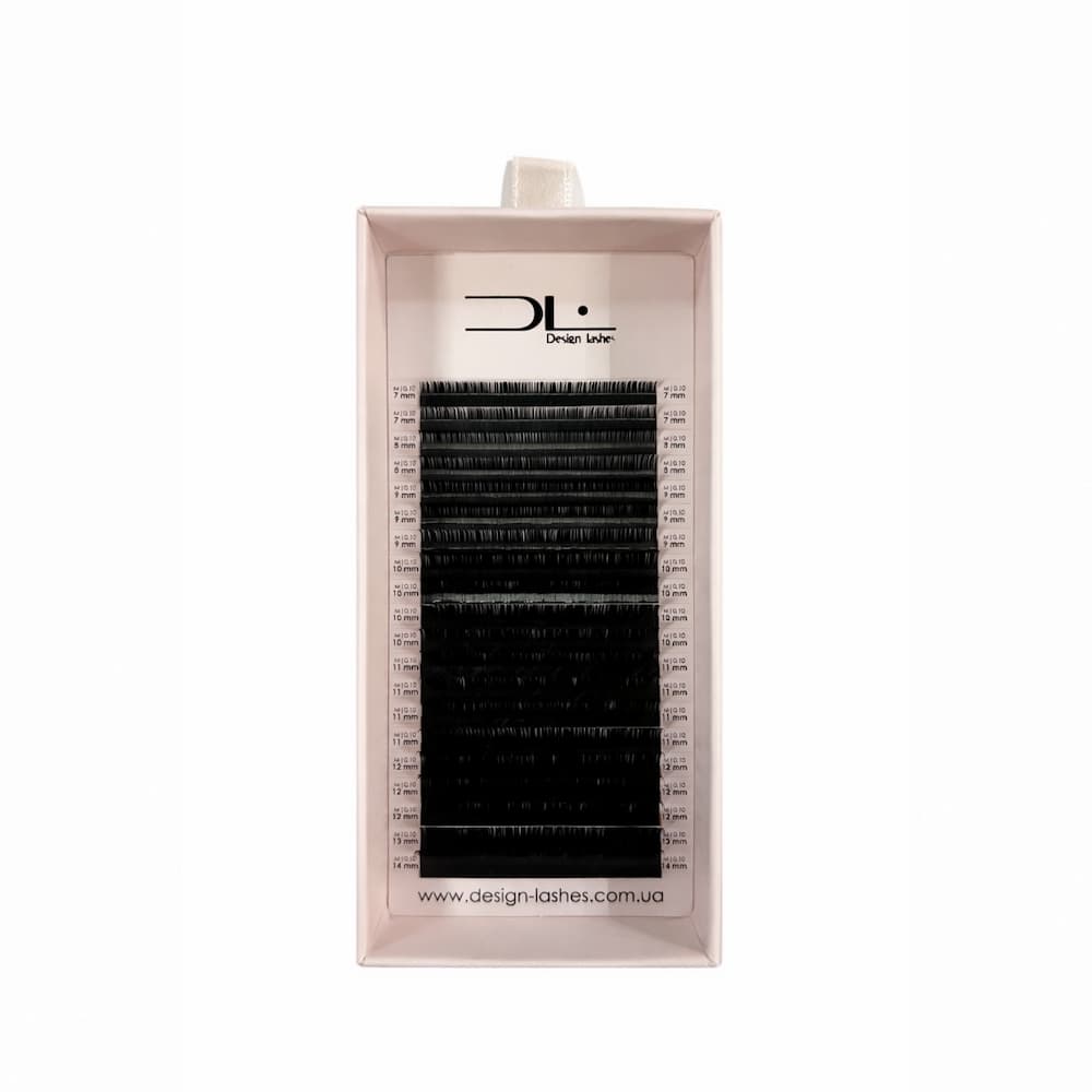 Ресницы Design Lashes Deep Black M 0.10 (20 рядов: 7-14 мм) черные