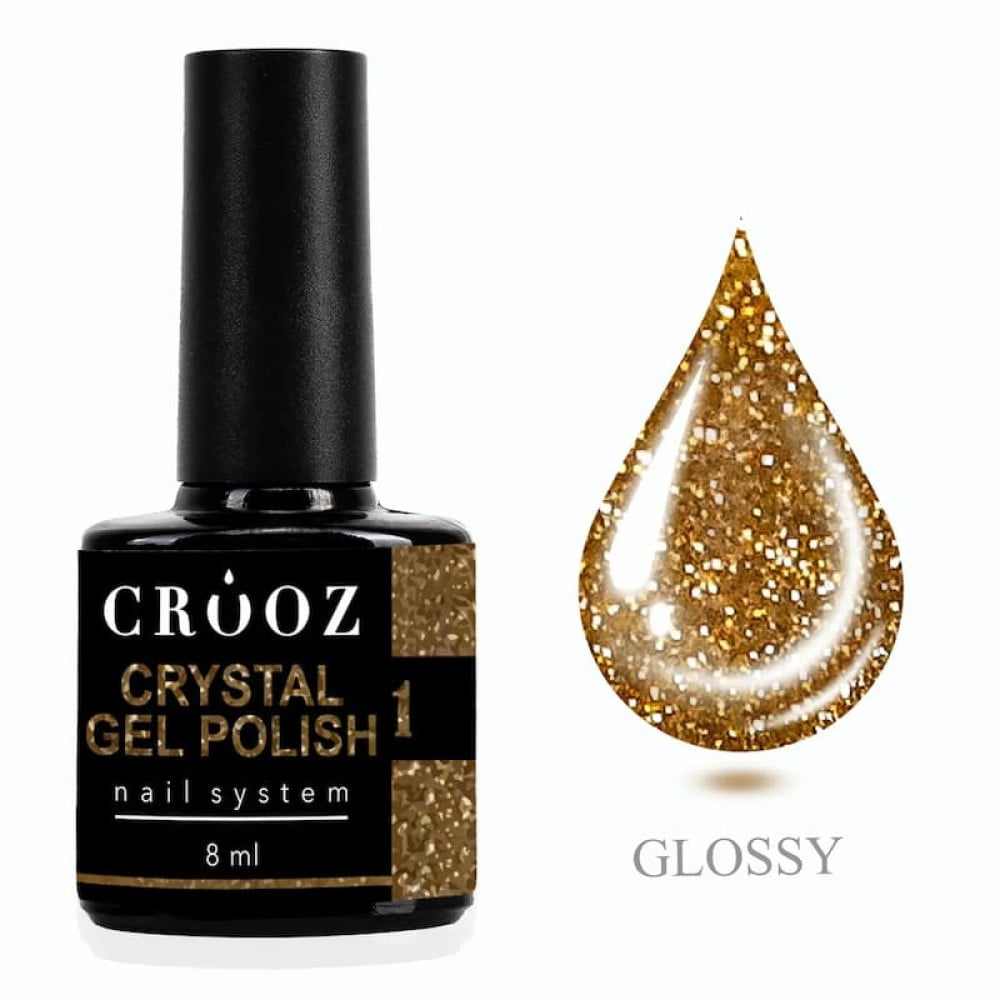Гель-лак Crooz Cat Crystal Gel 001 світловідбиваючий золотисто-жовтий 8 мл