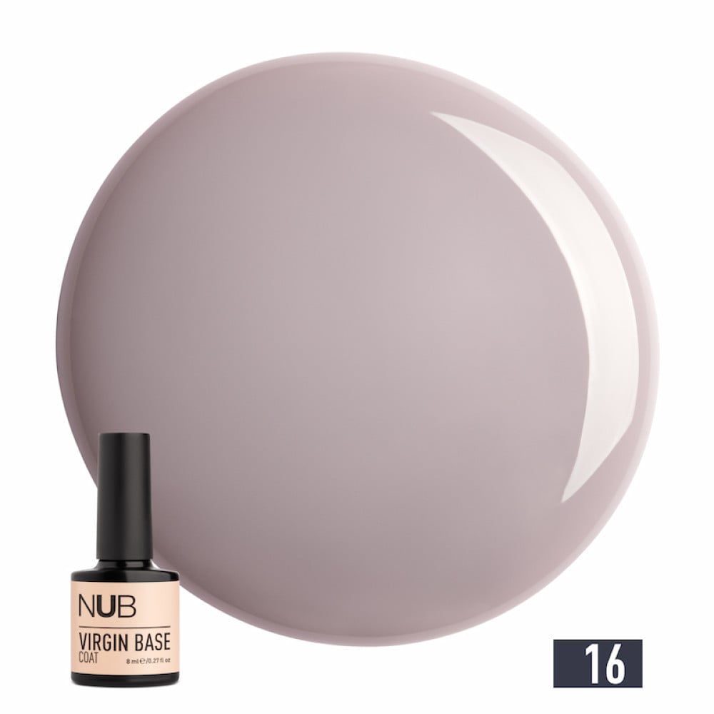 База камуфлююча каучукова для гель-лаку NUB Virgin Base Coat 16 ліловий беж 8 мл