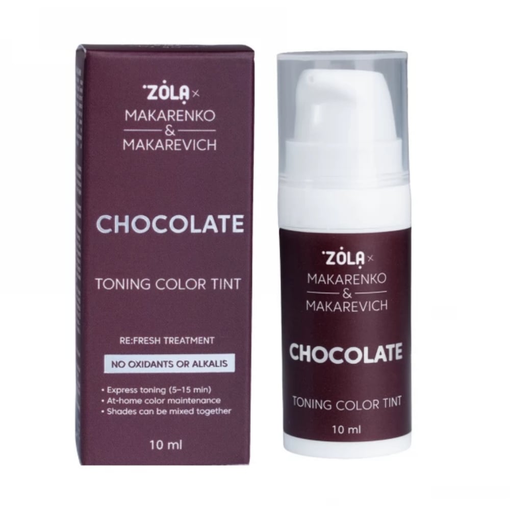 Фарба тонуюча для брів ZOLA x Makarenko x Makarevich Toning Color Tint Chocolate колір глибокий коричневий 10 мл