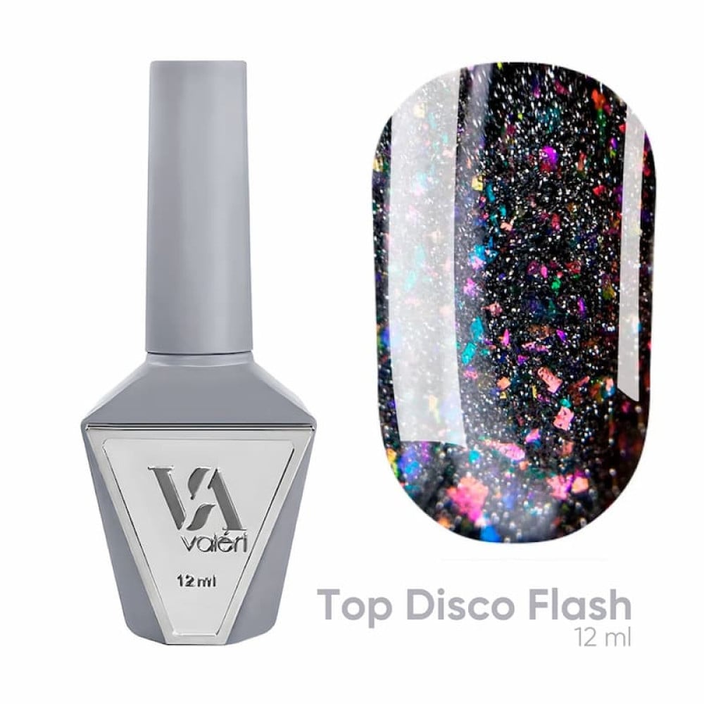 Топ для гель-лаку без липкого шару Valeri Top Disco Flash світловідбиваючий 12 мл