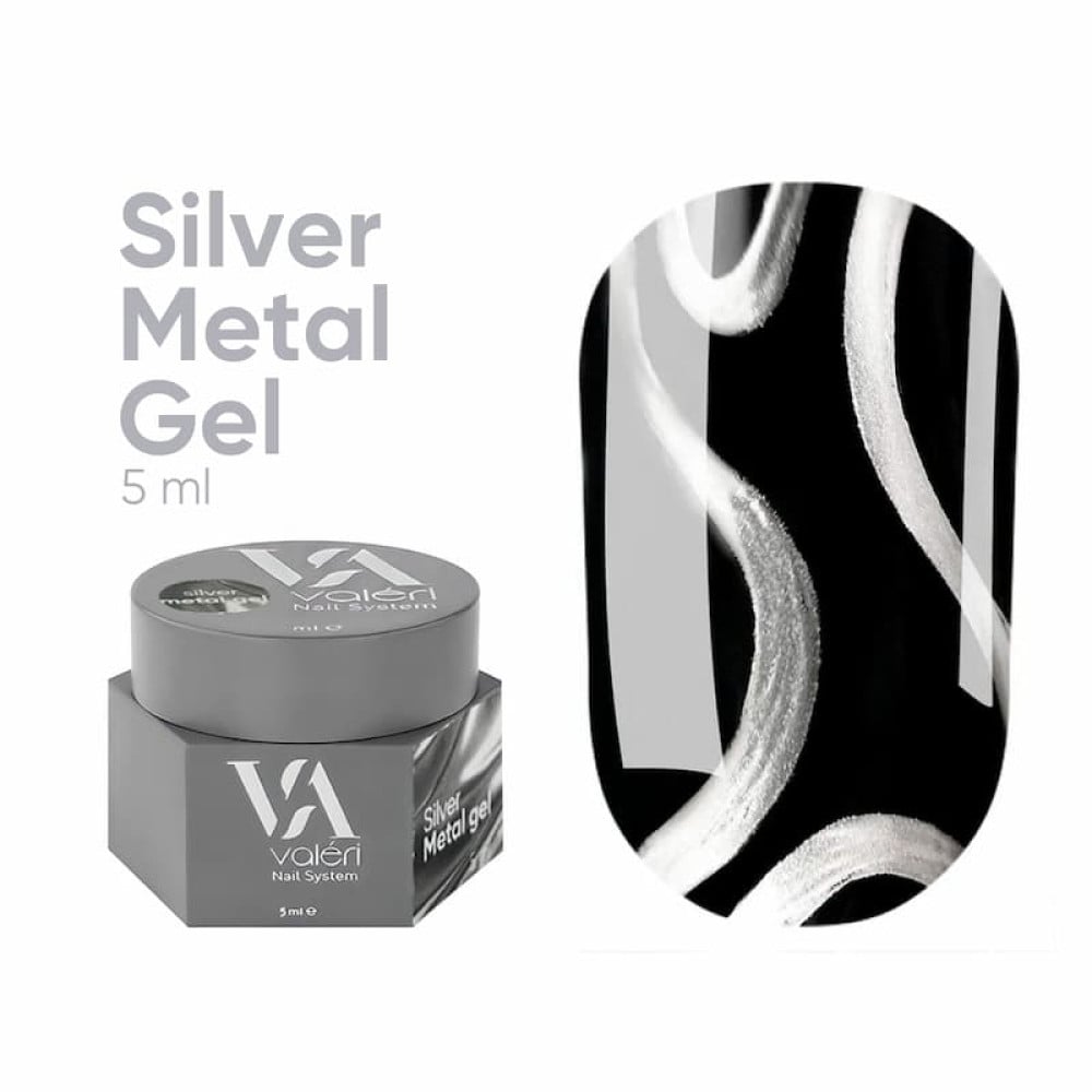 Гель-фарба Valeri Metal Gel Silver срібло 5 мл