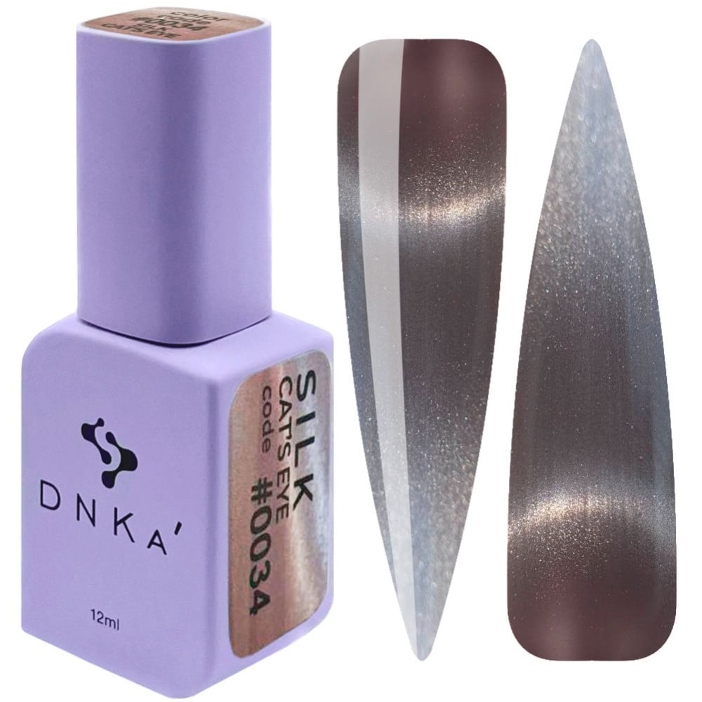 Гель-лак DNKa Polish Gel Cats Eye Silk 0034 холодний сірий з ліловим відтінком 12 мл