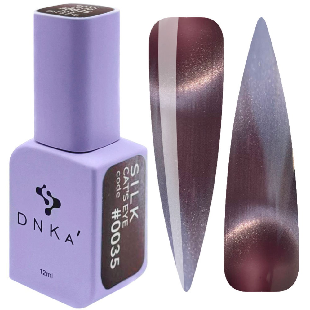 Гель-лак DNKa Polish Gel Cats Eye Silk 0035 теплий сіро-коричневий 12 мл
