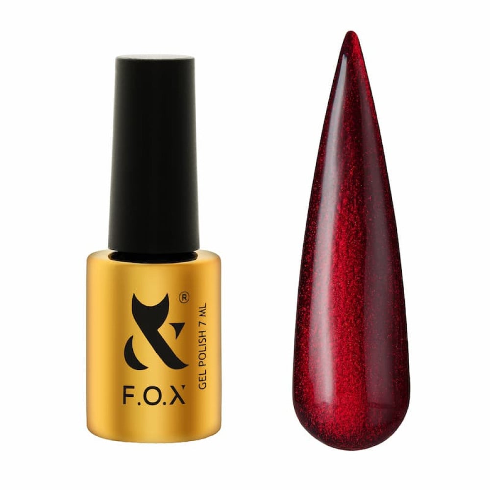Гель-лак F.O.X Moulin Rouge 009 Shimmer насичений темно-червоний з дрібним шимером 7 мл