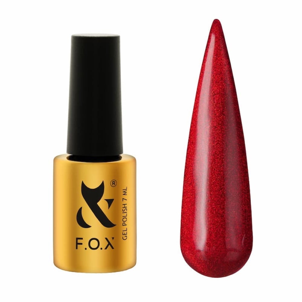 Гель-лак F.O.X Moulin Rouge 010 Shimmer яскраво-червоний з малиновим шимером 7 мл