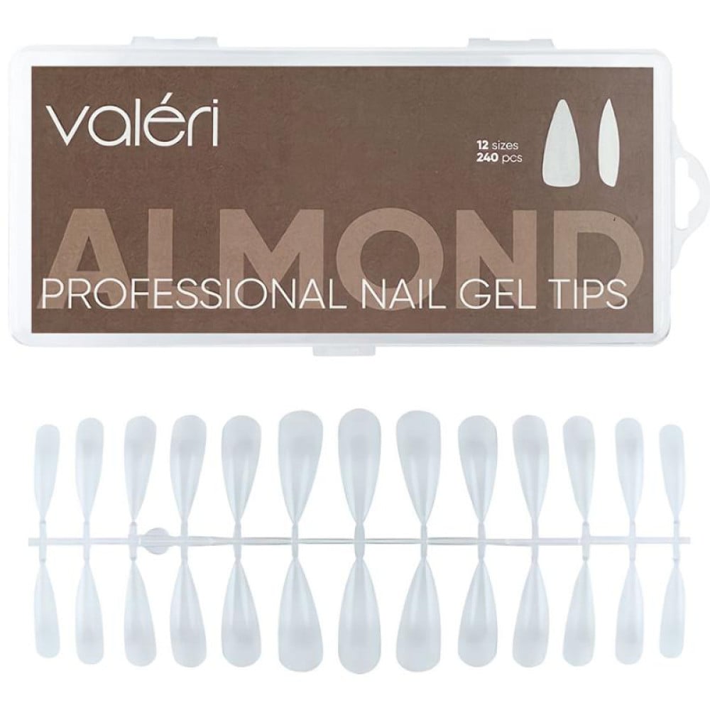 Типсы гелевые для наращивания ногтей Valeri Professional Nail Gel Tips Almond 240 шт миндаль