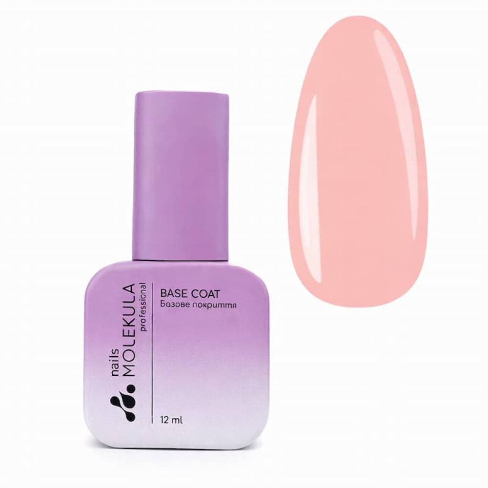 База кольорова каучукова Nails Molekula Base Rubber Color Coat Macaron Peach. персиковий. 12 мл