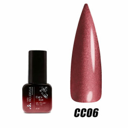 Гель-лак Nails Molekula Ceramic Cats Eye CC06 рожевий корал з шимером 6 мл