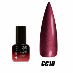 Гель-лак Nails Molekula Ceramic Cats Eye CC10 бордово-винний з шимером 6 мл
