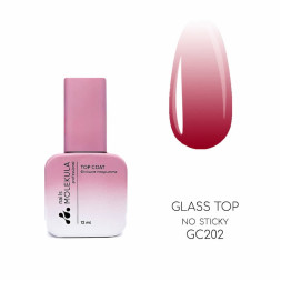 Топ витражный для гель-лака без липкого слоя Nails Molekula Glass No Sticky Top GС202 красный 12 мл
