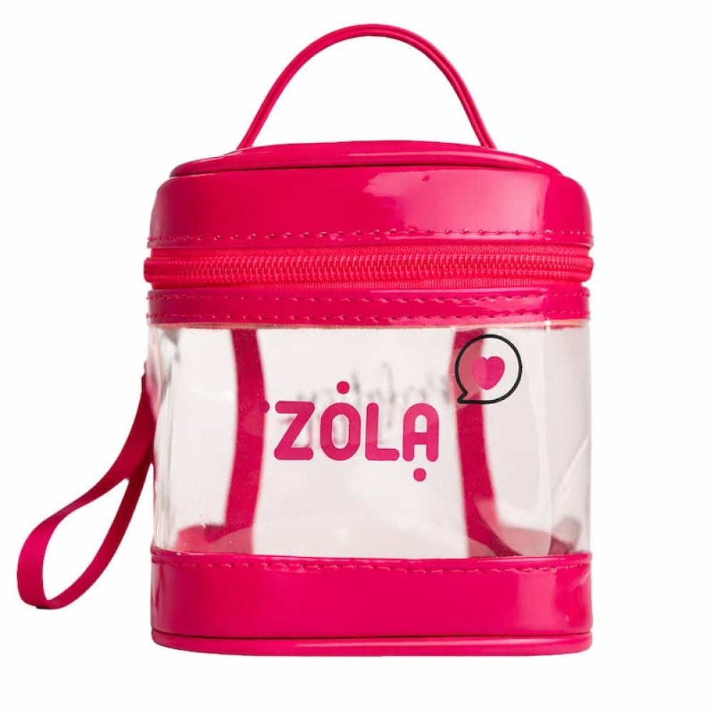 Міні косметичка ZOLA 10х10х12.5 см колір прозора з рожевим