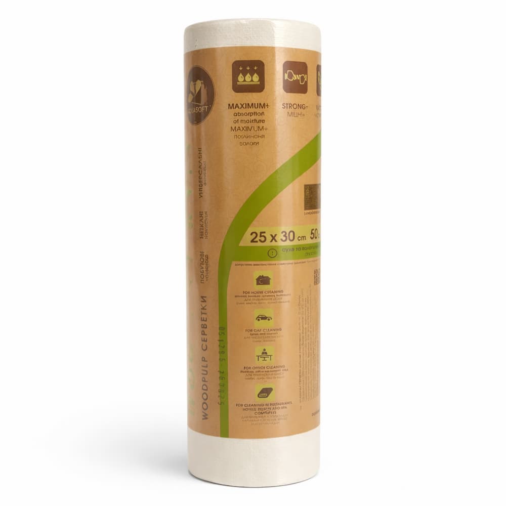 Салфетки Aquasoft Woodpulp 25х30 см гладкие 50 шт