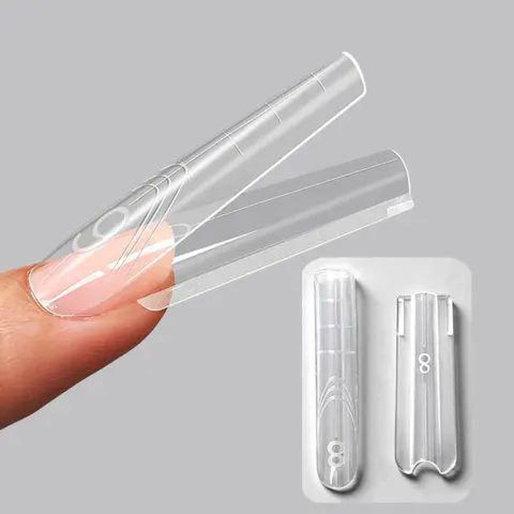 Верхние формы для наращивания ногтей Global Fashion Dual Nail Form Sandwich квадрат с разметкой прозрачные 240 шт