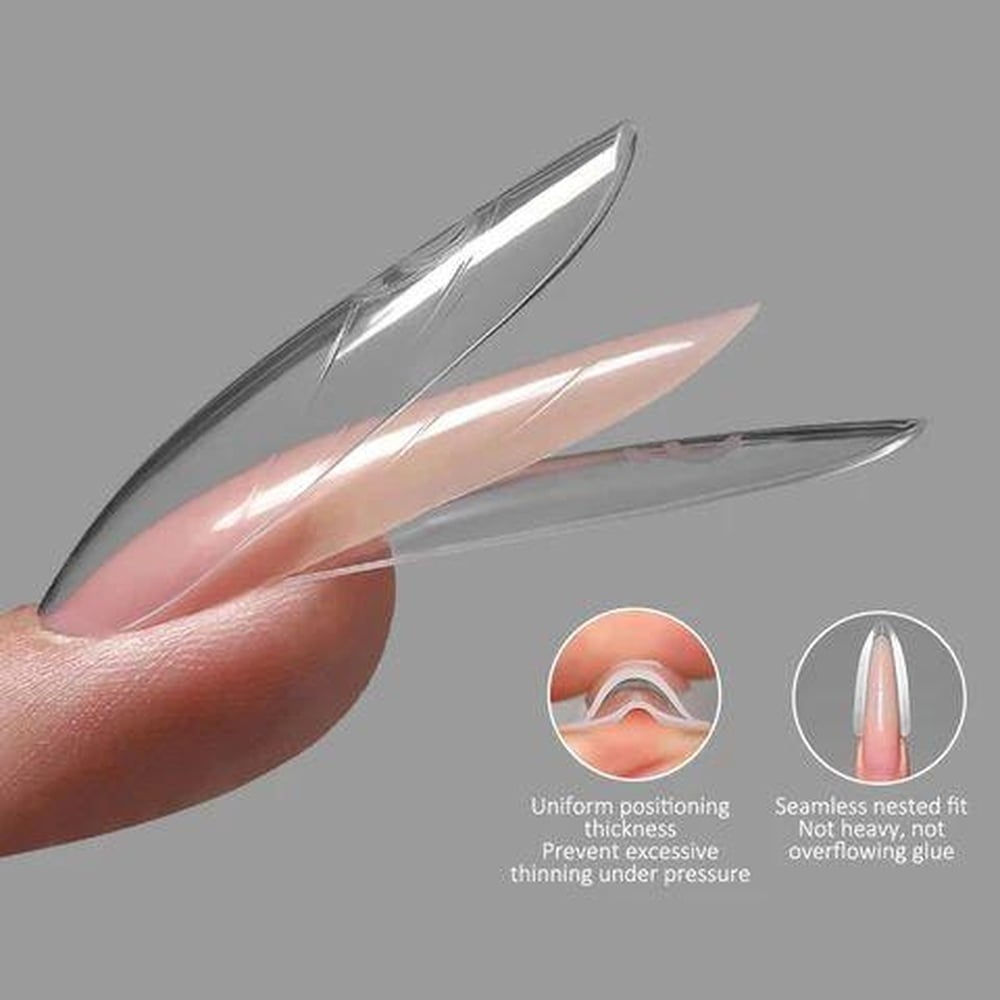 Верхние формы для наращивания ногтей Global Fashion Dual Nail Form Sandwich миндаль с разметкой прозрачные 240 шт